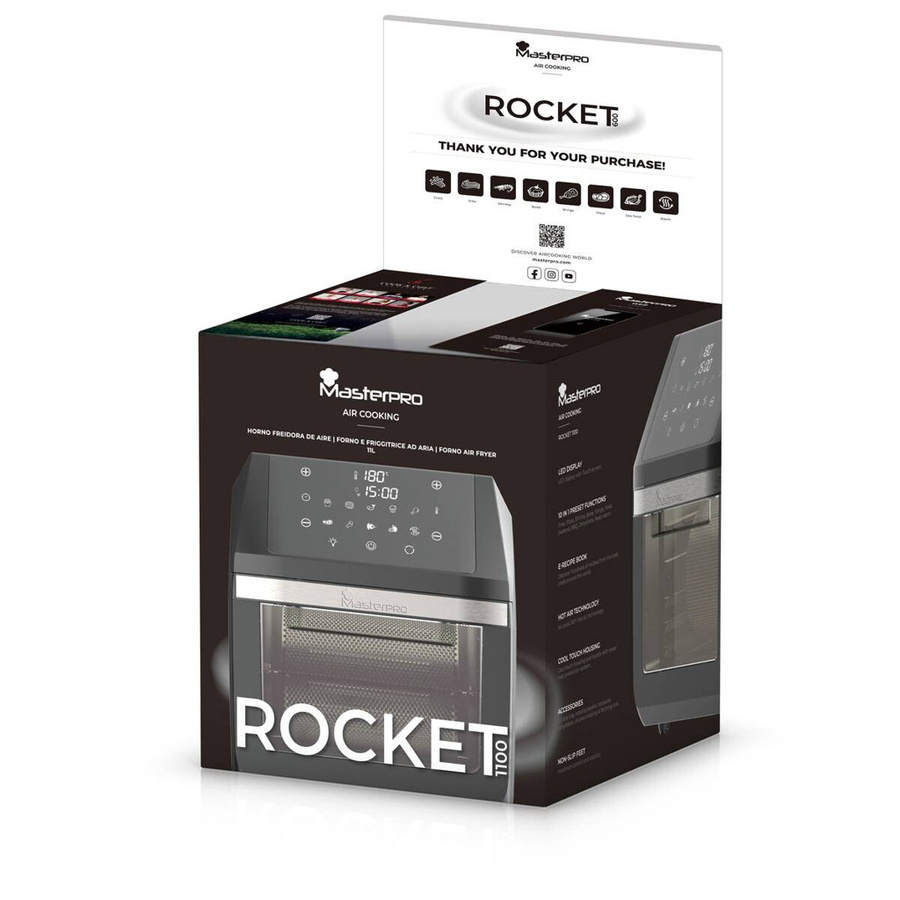 MASTERPRO Heißluftfritteuse Rocket BGMP-9310 in Schwarz und Grau mit 11 l Volumen, Digitalanzeige und Timer - Bild 3