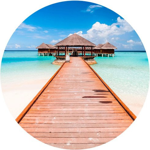 K&L Wall Art Vliestapete Colombo Strand Paradies Meer, Rundes Wandbild, mehrfarbig, matt - Bild 1