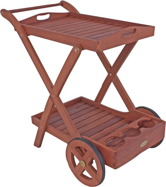 DELUKE Teewagen RENATE Servierwagen aus geöltem Eukalyptus in Natur, 2 Etagen, B/T/H: 80 x 54 x 88 cm - Bild 1