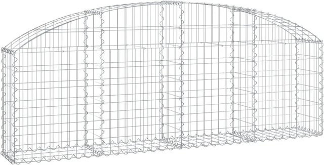 vidaXL Gabione mit Hochbogen aus verzinktem Eisen in Silber, B/T/H: 200 x 30 x 60/80 cm - Bild 1