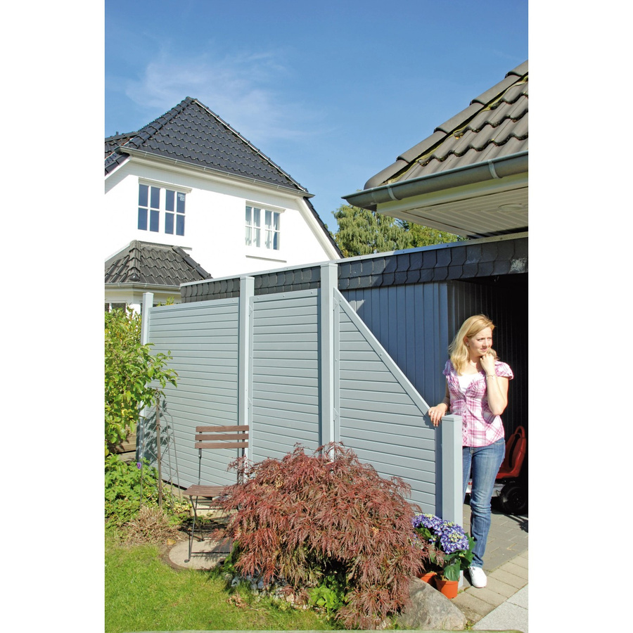 T & J Kunststoff-Zaunelement Lightline silbergrau B/H: 180 x 180 cm - Bild 2