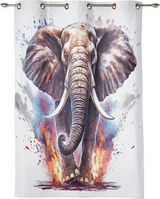 Super Six Vorhang mit vertikalen Streifen in Rot und Weiß, halbtransparent, Polyester, mit Ösen, H x B: 160 x 100 cm - Bild 1