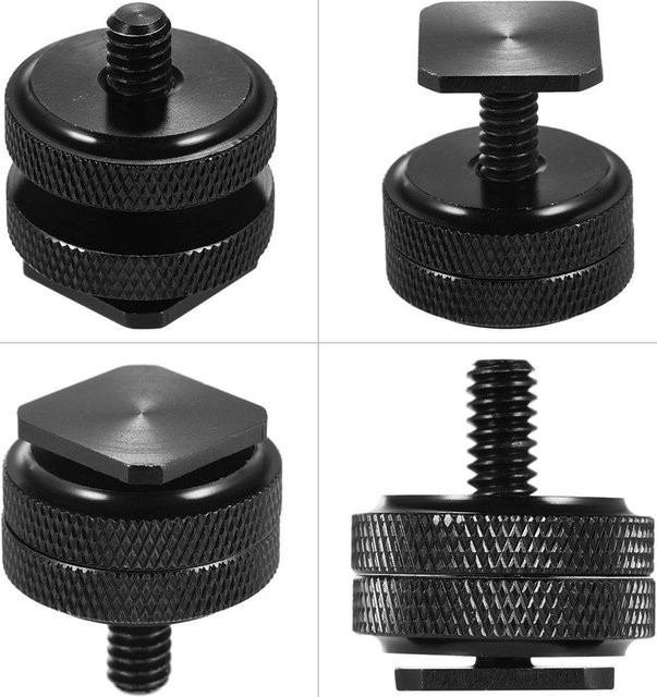 Andoer Metall-Doppelmutter-Blitz-Mount-Adapter mit 1/4-Zoll-Gewindeschraube für Nikon SC-28 TTL, Schwarz - Bild 1