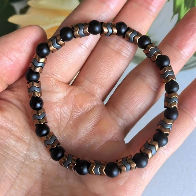 enyi artworld Armband, Onyx, Perlen, Herren, Silber - Bild 1