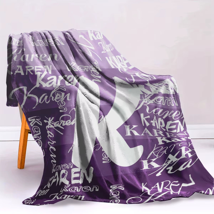 Personalisierte Flanell-Plüsch-Winterdecke von SRH in Lila, weiche Fleece-Überwurfdecke für Bett und Sofa - Bild 2