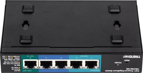 TRENDnet TPE-P521ES Smart PoE+ Switch in Schwarz mit 1 x 10/100/1000 PoE+ Input und 4 x 10/100/1000 Ports - Bild 1