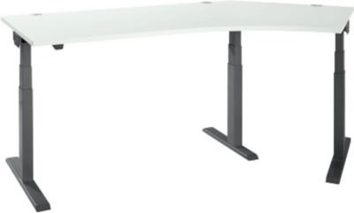 Schäfer Shop Select Winkelschreibtisch ERGO-T 2.0, elektrisch höhenverstellbar, 135° Winkel rechts, T-Fuß, Breite: 218,5 cm, lichtgrau/anthrazit - Bild 1