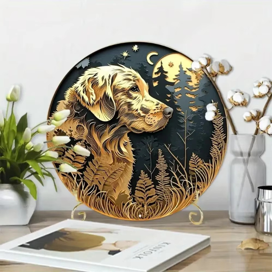 ONE TOLV Rundes Metallschild mit Federdesign und Kranz in Weiß, Wanddekoration aus Aluminium, Durchmesser: 20,3 cm - Bild 2
