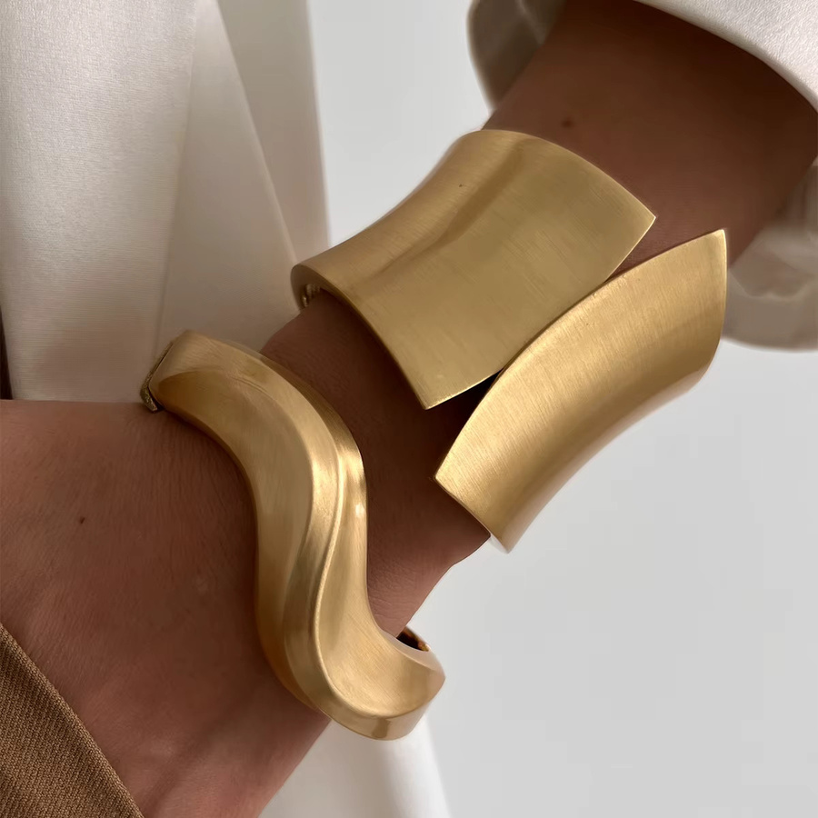 Salircon Armband, Geometrische Welle, Gold, Edelstahl, Damen - Bild 2
