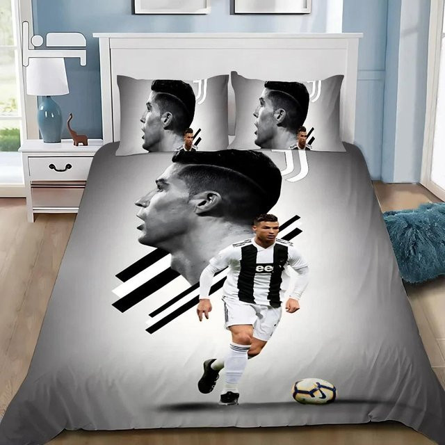 Ronaldoo Bettwäsche-Set Fußball Cr7 mit Bettbezug und Kissenbezug, Grau, B/H: 100 x 135 cm - Bild 1