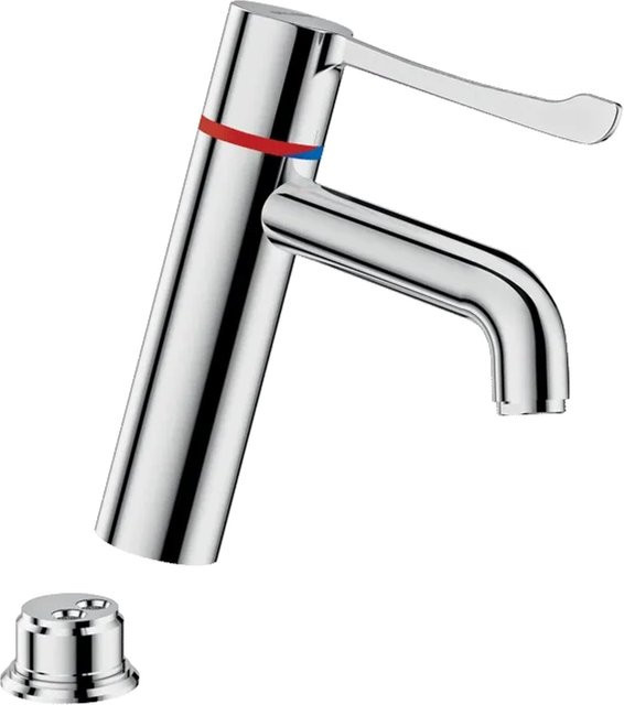 Delabie Waschtisch-Thermostatarmatur SECURITHERM BIOCLIP in Chrom, silberfarben mit Safety-Stop und Wassersparfunktion - Bild 1