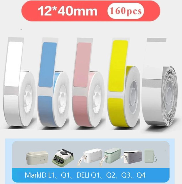 Phomemo Thermo Etikettenrollen Weiß, 160 Stück pro Rolle, B: 1,2 cm, H: 4,0 cm, kompatibel mit Phomemo D30, MarkLife P12 und P11 - Bild 1