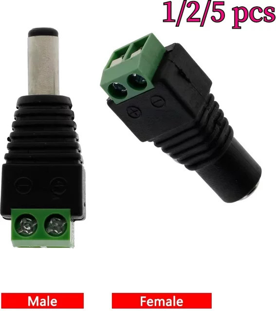 DC Stromanschluss Adapter Set für 2Pin 5050 3528 LED-Streifen, männlich und weiblich, schwarz - Bild 1