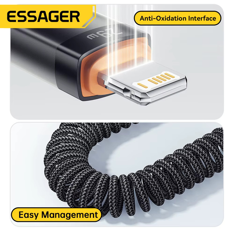 Essager USB-C-zu-Lightning-Schnellladekabel PD 29W Datenkabel für iPhone und AirPods in Schwarz, Länge: 1,8 m - Bild 5