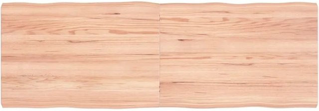 vidaXL Tischplatte aus Eichenholz Massivholz mit Baumkante, Hellbraun, B: 120 cm, T: 40 cm, H: 2-4 cm - Bild 1