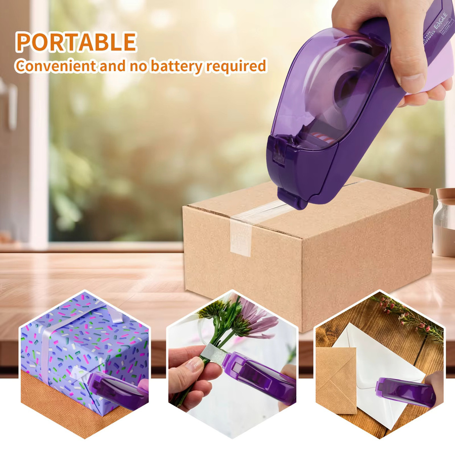 Automatischer Klebebandabroller mit One-Touch-Bedienung in Lila aus Kunststoff für Geschenkverpackungen und Scrapbooking - Bild 2