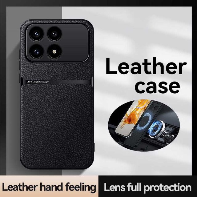 Xiaomi Lederhülle mit Litchi-Textur für Poco X8 X7 X6 F8 F7 F6 M8 M7 Pro Ultra in Schwarz und Gelb - Bild 1