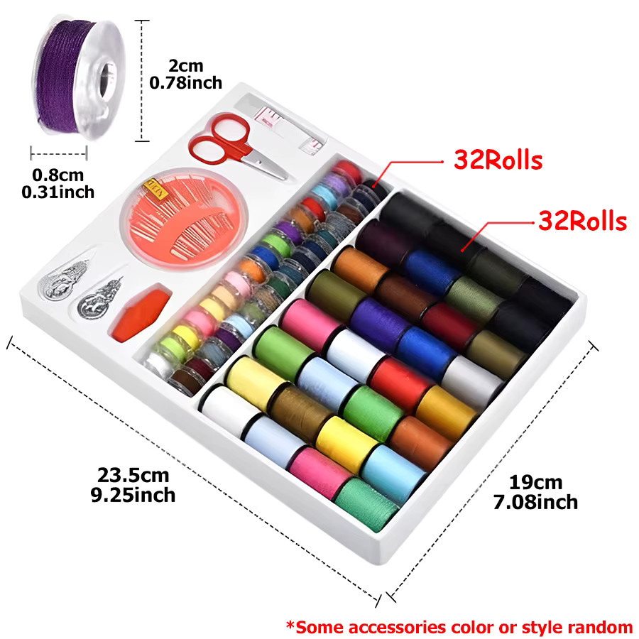 Nähgarn Set für Haushalt und DIY mit Schere, Häkelnadel, Nadeln und Maßband in Multicolour - Bild 2