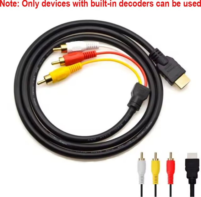 OULLX HDMI auf 3RCA Adapter Kabel in Schwarz für HD-Player mit automatischer Dekodierung - Bild 1