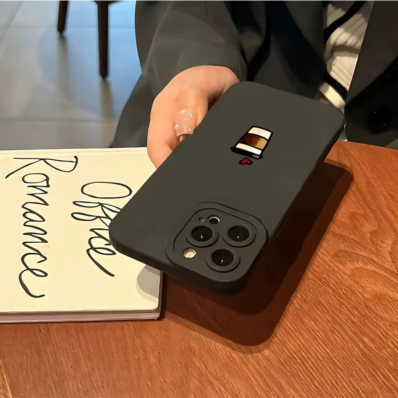 Handyhülle mit Kaffee-Herz-Muster aus TPU für Apple iPhone Modelle in Schwarz - Bild 3