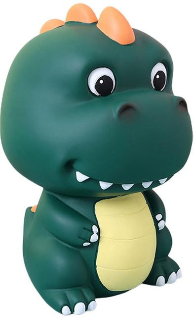 Emaille-Sparschwein in Dinosaurierform in Grün als kreative Geldspardose und Dekoration - Bild 1