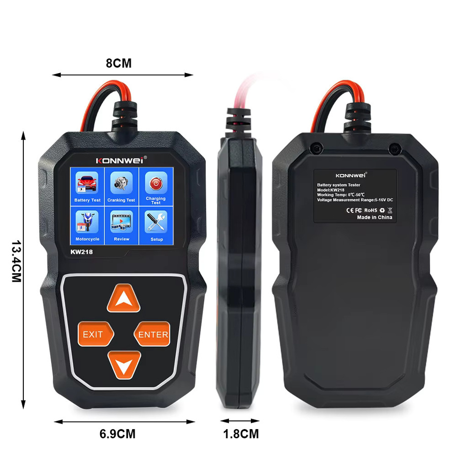 KONNWEI KW218 Autobatterie-Diagnosegerät für 6V-12V in Schwarz zur Fehleranzeige und Testung des Batterieladestatus - Bild 2