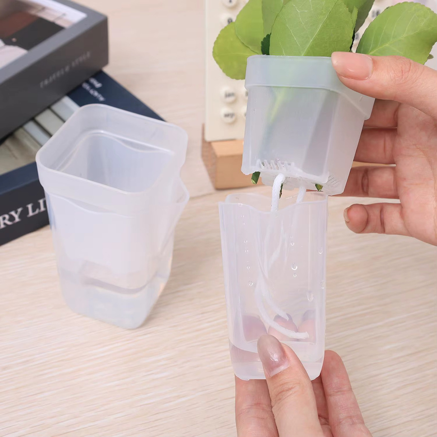 YOCITY Selbstbewässernde Töpfe aus transparentem Kunststoff mit Drainagelöchern für Mini-Blumen und Setzlinge, 3 Stück - Bild 3