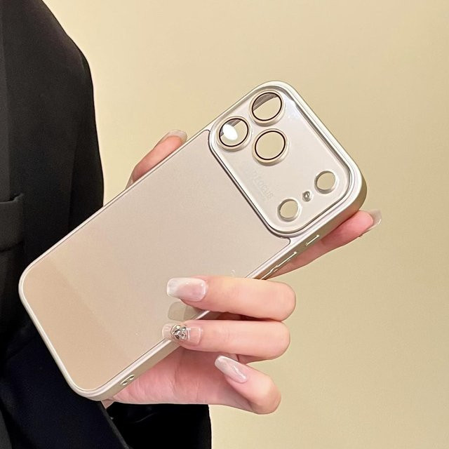 Luxuslinse Stoßfeste Handyhülle mit großem Fenster für Apple iPhone 11 bis 17 Pro Max Plus, Farbe: Gold - Bild 1