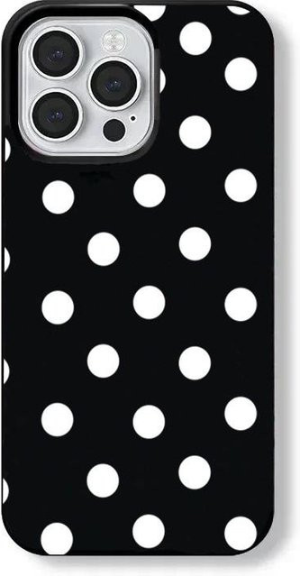 Kreative Handyhülle von Rui Di mit weißen Polka-Punkten für iPhone 16 15 14 13 12 11 Pro Max XR XS Max 7 8 Plus in Schwarz - Bild 1