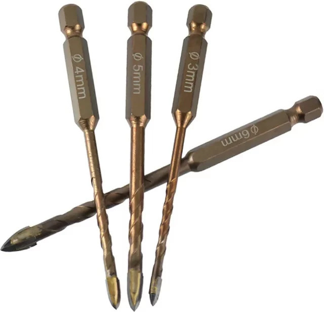 4-teiliges Wolframkarbid-Glasfliesenbohrer-Set mit 1/4-Zoll-Sechskantschaft für Keramik und Porzellan - Bild 1