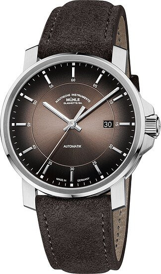 Mühle Glashütte Herrenuhr, Automatik, Edelstahl, 42,4 mm, braun, Leder - Bild 1