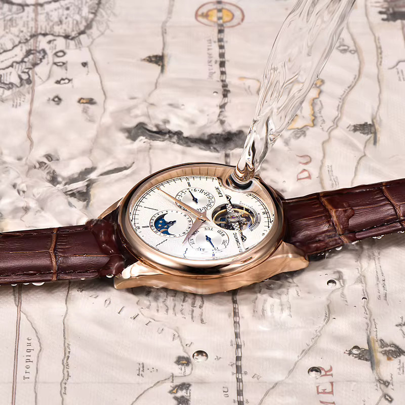 LIGE Armbanduhr Tourbillon, Automatik, Leder, Herren - Bild 3