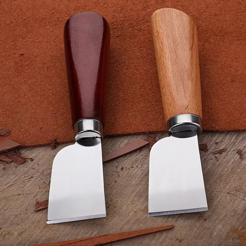 RLJLIVES Leder Skiving Messer mit Holzgriff in Braun für DIY Lederhandwerk - Bild 3
