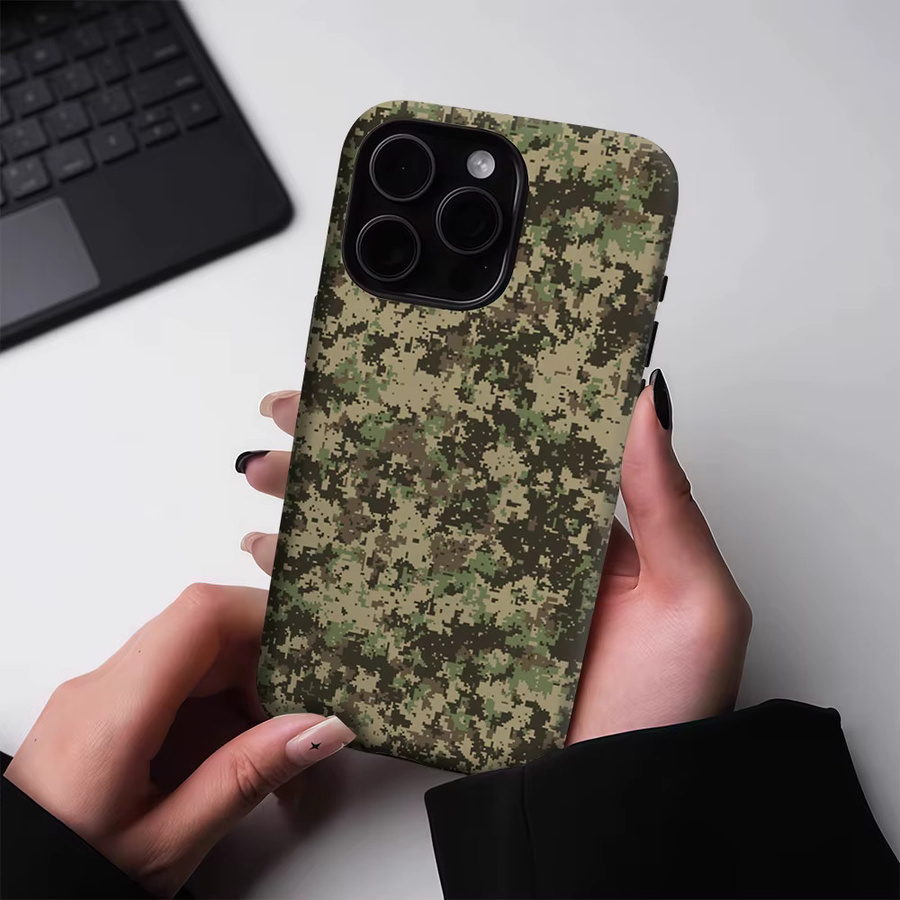 Potdemiel Magnetische iPhone Hülle Earth Tone Camouflage Double-Layer Tough Case für iPhone 17 16 15 14 Pro Max Plus, Mehrfarbig - Bild 3
