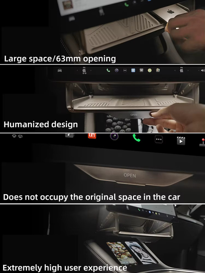 TEEQ Versteckter Aufbewahrungskasten unter dem Bildschirm für Tesla Model 3 Highland und Model Y, Farbe: Schwarz - Bild 2