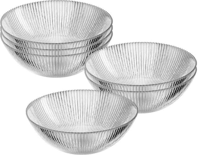 Ritzenhoff & Breker Servierschalen Unico aus Glas, transparent, gestreift, 6er Set, Durchmesser: 20 cm - Bild 1