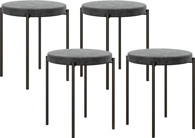 HOMCOM 4er-Set Esszimmerhocker aus Samt in Grau mit Metallgestell, stapelbare Küchenstühle mit gepolstertem Sitz - Bild 1