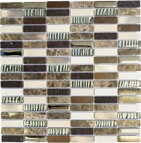 HuH Mosaik Wandbelag Artificial in Steinoptik, Farbe: Braun/Beige/Silber/Schwarz, B: 30,4 cm, H: 29,8 cm - Bild 1