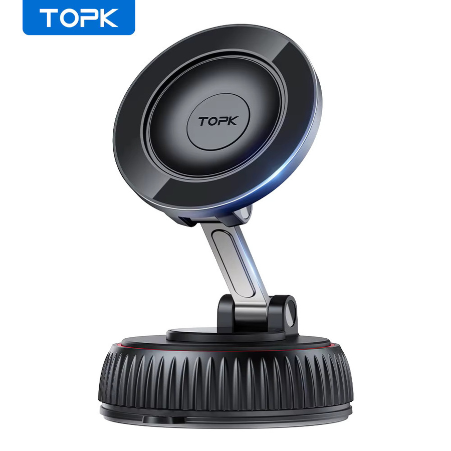 TOPK Magnetischer Autotelefonhalter in Schwarz mit Vakuum-Saugnapfhalterung und faltbarem Ständer für iPhone und Samsung - Bild 7