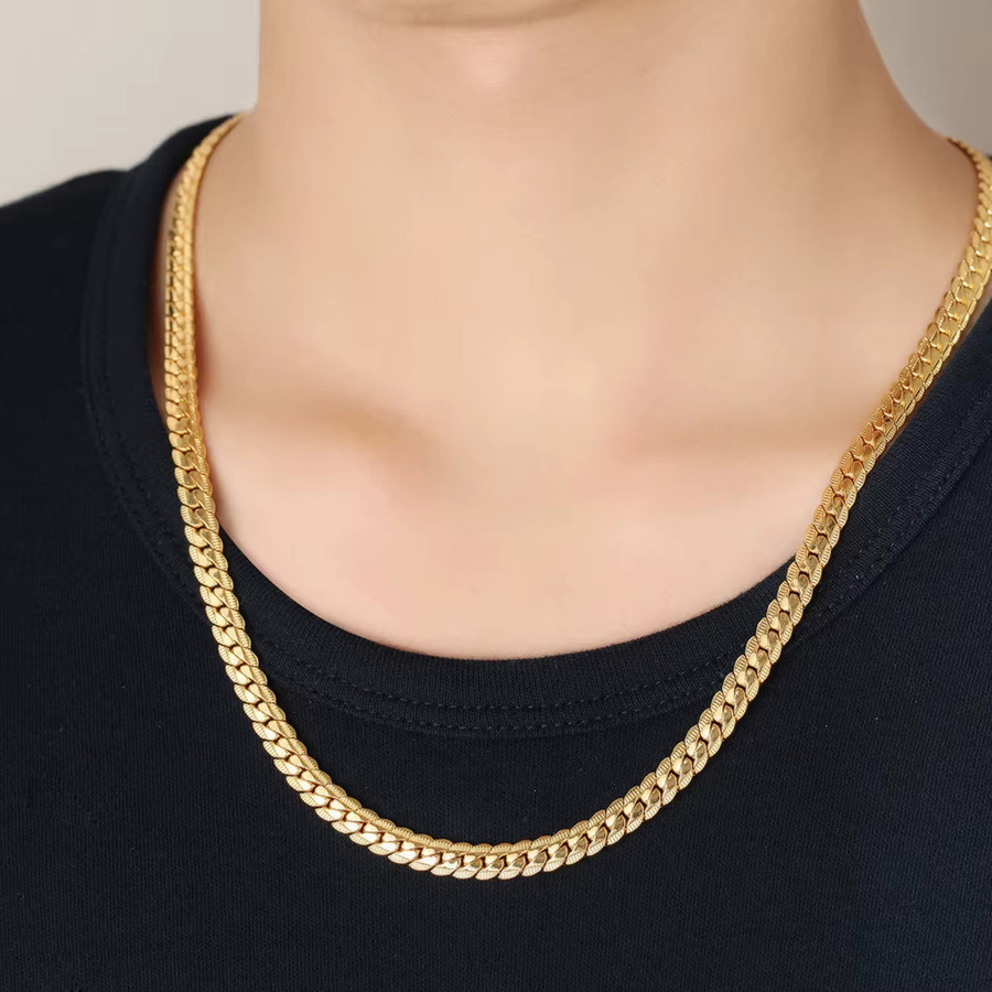 MAGIC ZONE Halskette, Schlange Kette, Edelstahl, Gold, 6mm, Unisex, Vintage - Bild 1