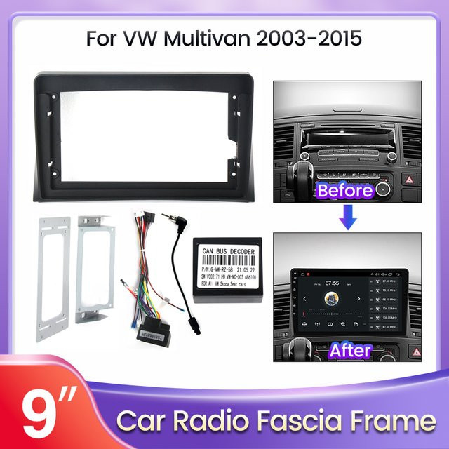 TomoStrong 9-Zoll Autoradio Blende Rahmen für Volkswagen Multivan T5 2003–2015 inklusive Canbus und Montagesatz in Schwarz - Bild 1