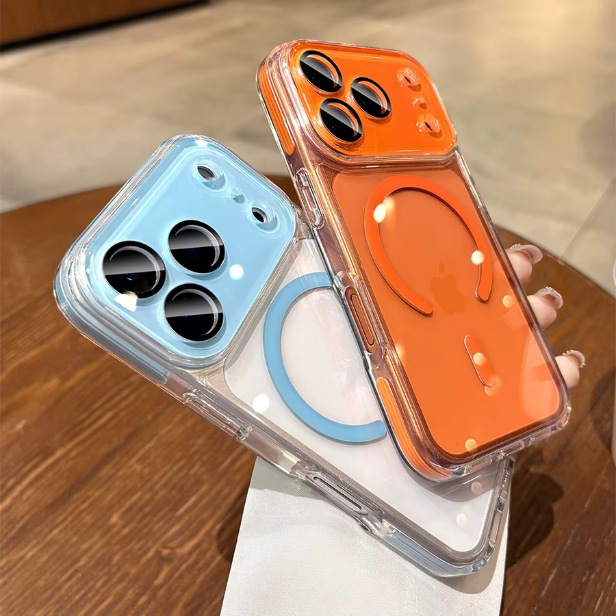 Loobival MagSafe Handyhülle mit zweifarbiger Kontrast-Optik und Kameraschutz für iPhone 13 bis iPhone 17 Pro Max, transparent und weiß - Bild 1