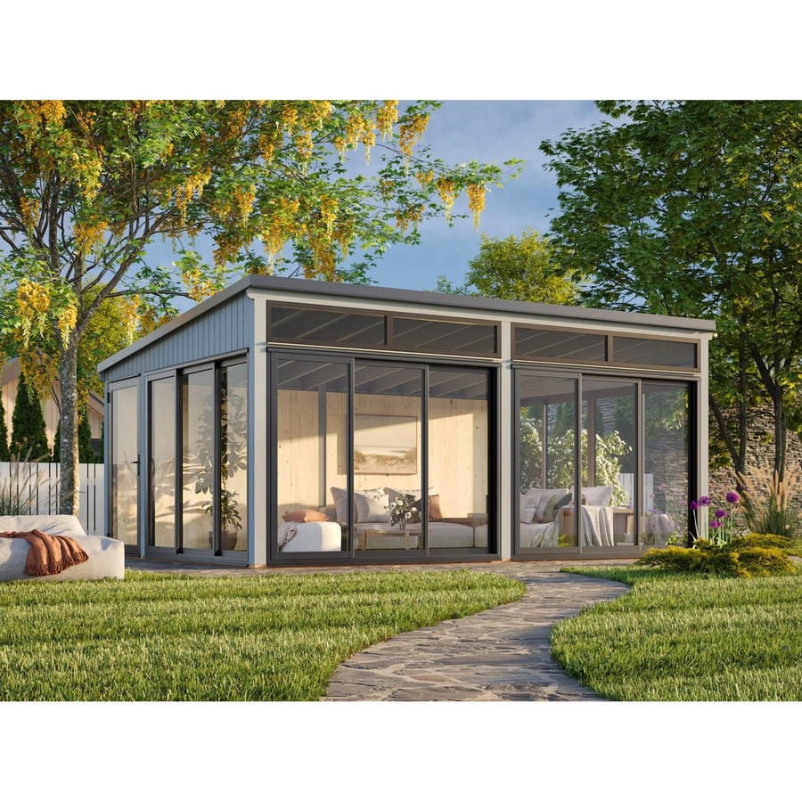 Palmako Holz-Gartenhaus Saga Slide Pultdach in Grau mit modernem Design, B/T: 582 x 420 cm - Bild 2