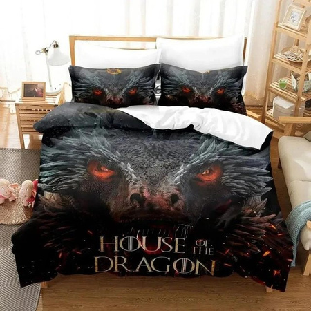 House of the Dragon Bettwäsche-Set mit 3D-Druckmuster, Schwarz, Material: Mikrofaser, B/H: 200 x 230 cm