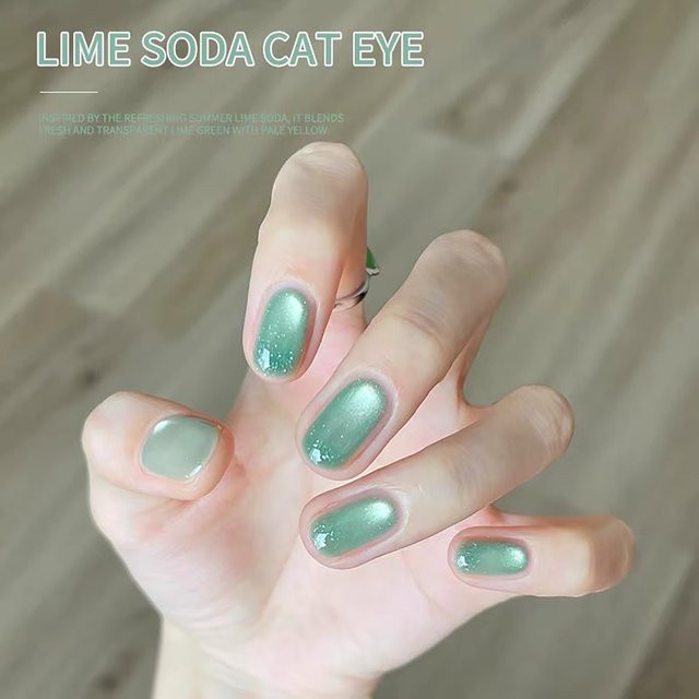 MIANEL UV-Nagelgel Lime Soda Katzenauge, Eisgrün, Schimmernd - Bild 1