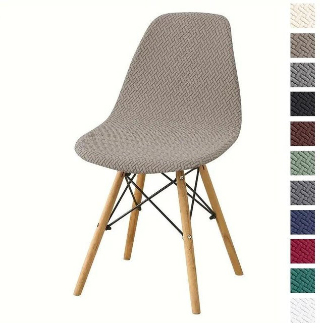 Yiran Furniture Schalenstuhlbezug Eames Stil in Khaki, T-förmiger staubdichter und rutschfester Stuhlbezug aus Jacquard-Polyester, B/T/H: 40 x 40 x 22 cm - Bild 1