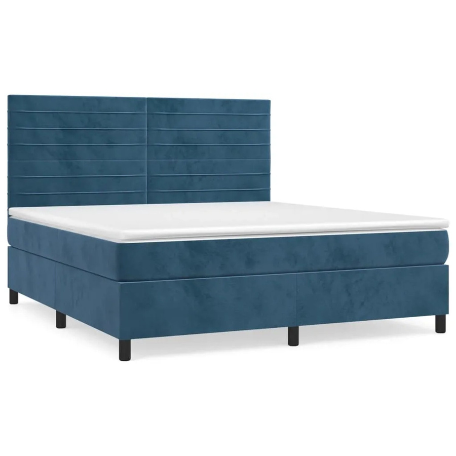 vidaXL Boxspringbett mit Matratze Dunkelblau Samt B/T/H: 160 x 200 cm - Bild 2