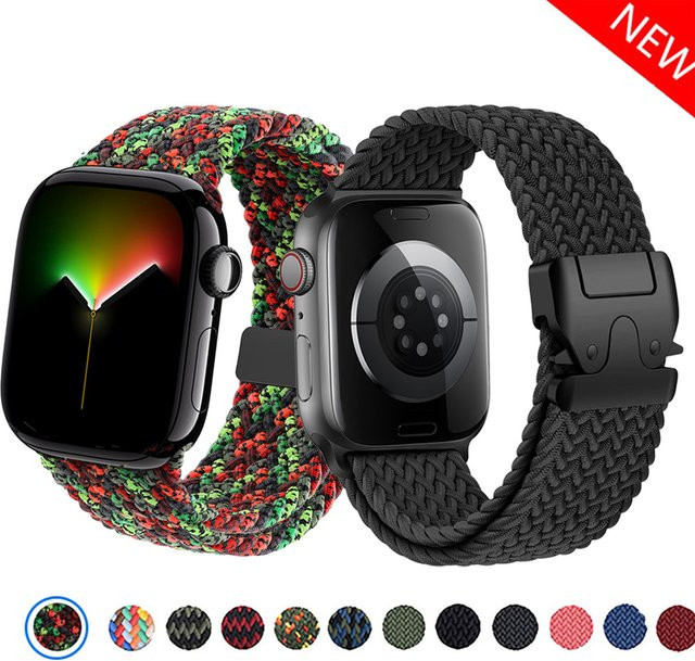 CRESTED Uhrenarmband Textil/NATO, geflochten, Schwarz, Unisex - Bild 1