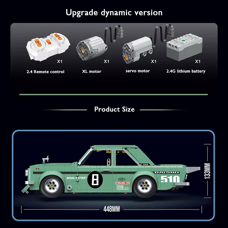 GUCAA Klassische Sportwagen Datsun, Bausteine Modell, 1976 Teile - Bild 3