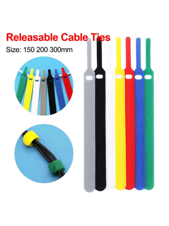 10 Stück wiederverwendbare Klettverschluss-Kabelbinder aus Nylon in Blau, verstellbarer Kabelorganisator, Länge: 150 mm - Bild 5